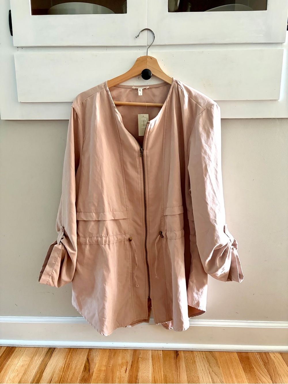 Maurice’s Anorak Zip Up Cinch Waist Lightweight Jacket Blush Pink Size 1X